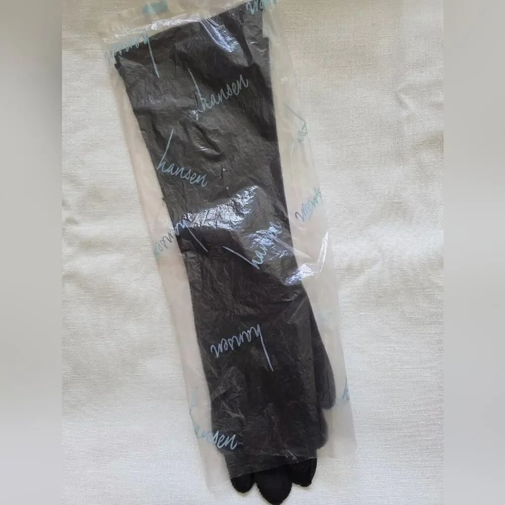 Vintage Hansen Black Embroidered Beaded Long Gloves Stitching on Fourchettes NEW